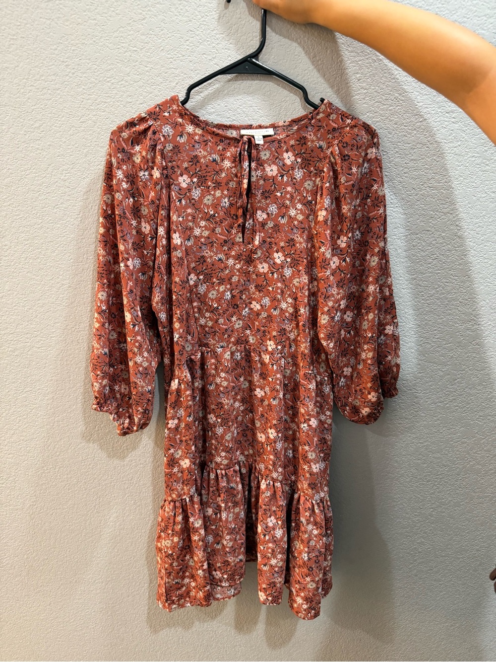 Tiered Floral Mini Dress in Rust Floral